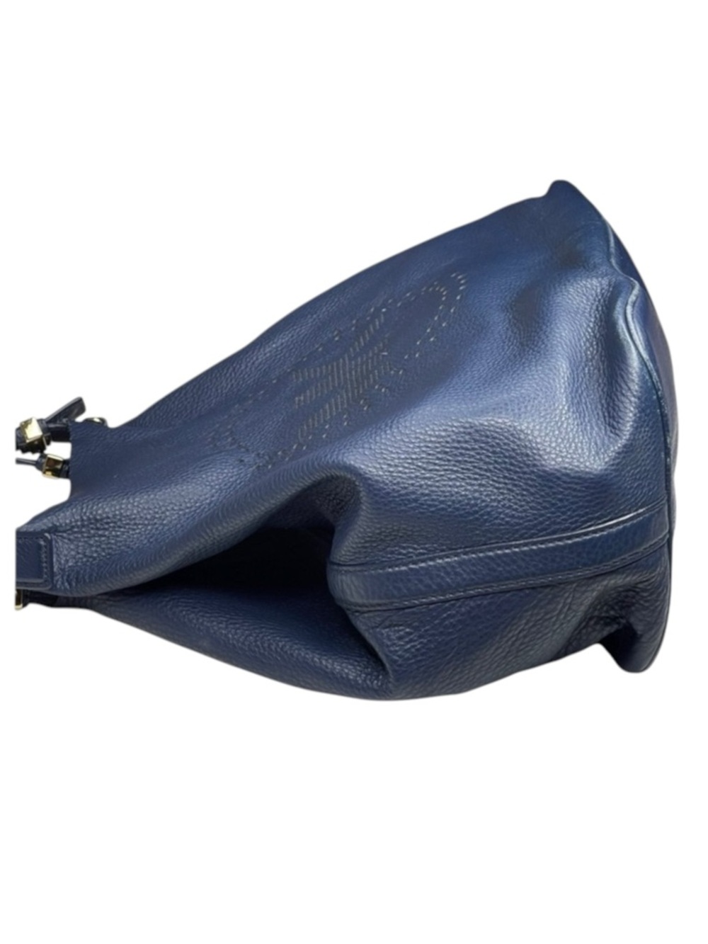 Michael Kors 𖦹 MK Perforated Logo Grab Bag Handbag 𖦹 Navy Pebbled Leather 𖦹 - Picture 5 of 16